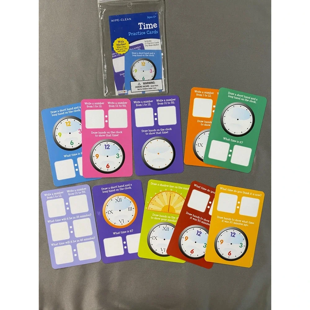 Math Addition Subtraction Time Wipe Clean Book Cards Set Grade 1 Homeschool‎